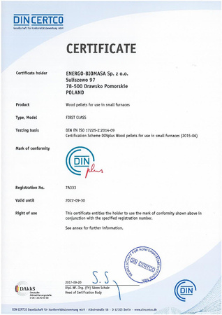 EB First Class - Pellet drzewny EN Plus 1 DIN Plus